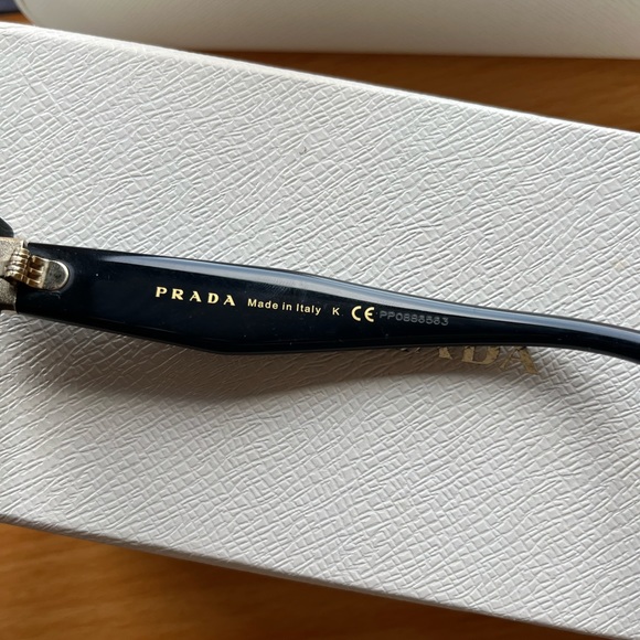 NWT Prada Black Gold Limited Edition Oversized Cat Eye Shield Sunglasses SPR16T - Picture 11 of 16